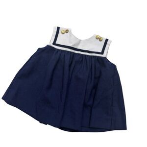 Vintage C.I. Castro & Co Navy Blue Nautical Dress Baby Girls Sz 12M Sleeveless